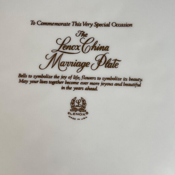 Lenox Wedding Promises Marriage Plate 12.5” Fine Bone China Embossed Bell Flower - Picture 3 of 4